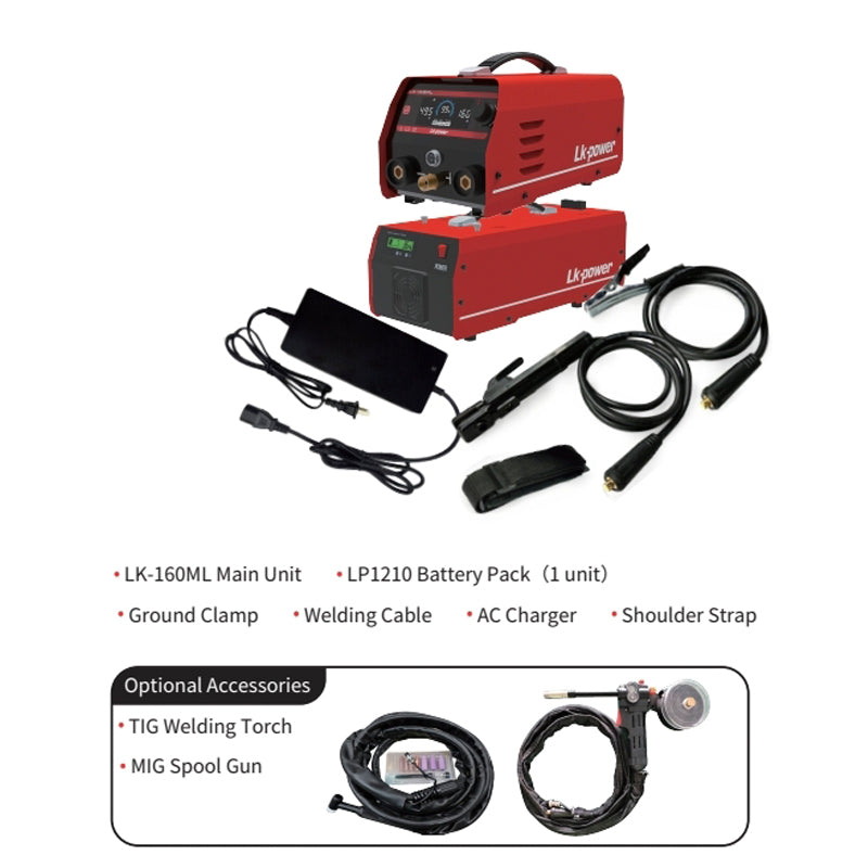 Rechargeable Portable MMA MIG Welder 1209Wh Cordless NO GAS TIG Welding Machine LK-160ML