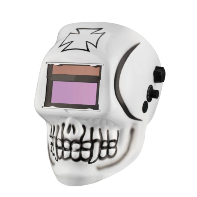 Solar Assist Welding Helmet with Adjustable Sensitivity & Delay with Skull Style