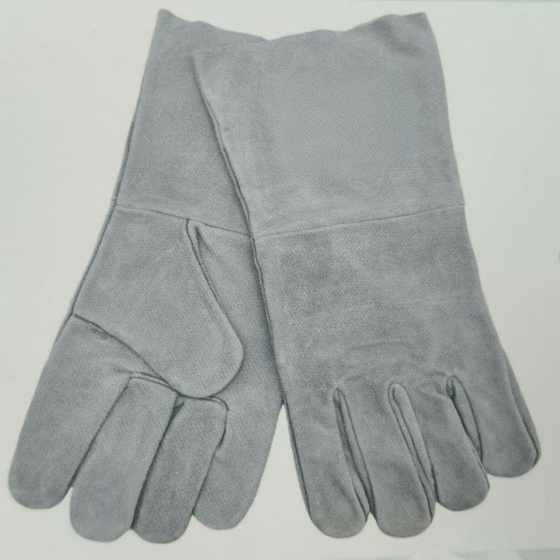 Welding gloves natural single layer ones made of cow split leather material